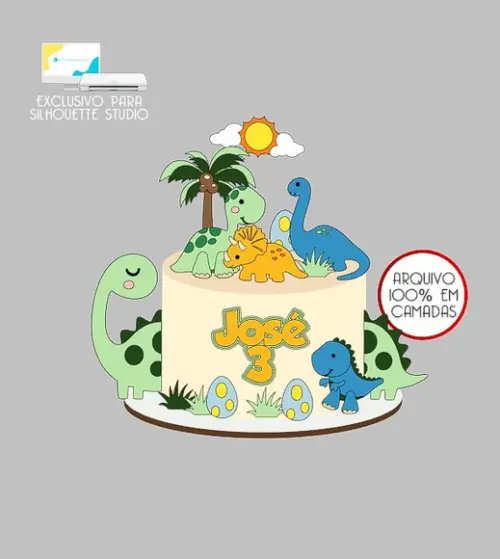 2251 - Arquivo Topo de Bolo Dinossauro