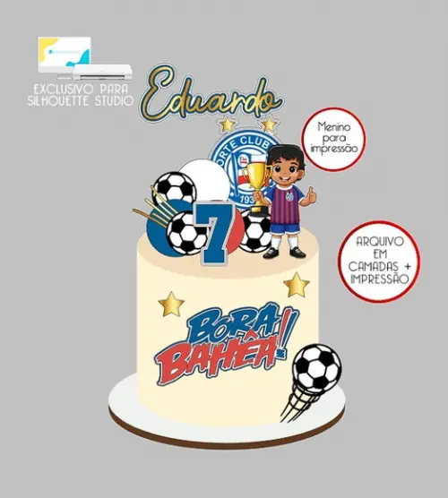 2258 - Arquivo Topo de Bolo Futebol Bahia Menino Jogador