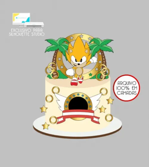 2269 - Arquivo Topo de Bolo Sonic Amarelo