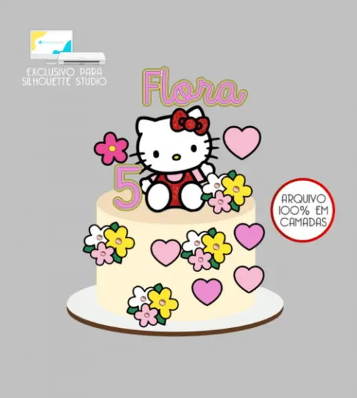 2278 - Arquivo Topo de Bolo Hello Kitty