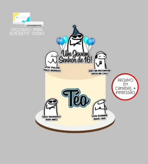 2275 - Arquivo Topo de Bolo Bento Flork Um Jovem Senhor