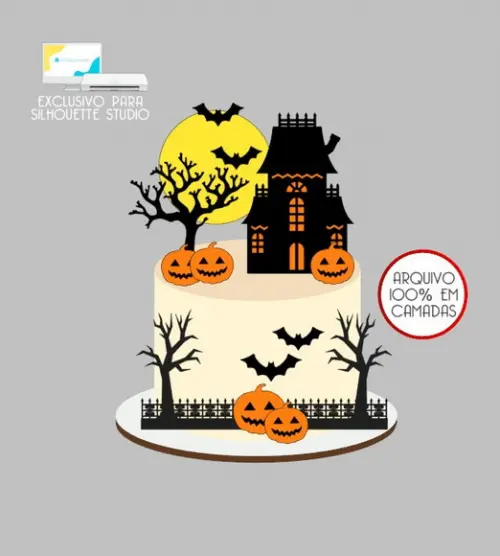 2296 - Arquivo Topo de Bolo Halloween