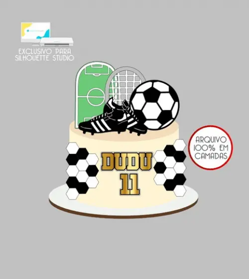 2299 - Arquivo Topo de Bolo Futebol Chuteiras