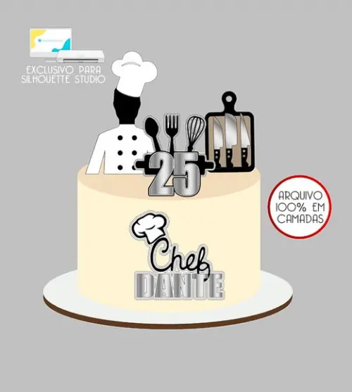 231 - Arquivo Topo de Bolo Chef de Cozinha