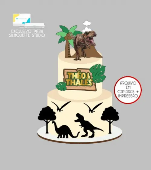 2307 - Arquivo Topo de Bolo Dinossauro Jurassic Park