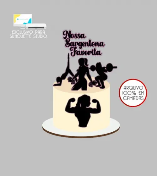 2318 - Arquivo Topo de Bolo Academia Fitness Mulher