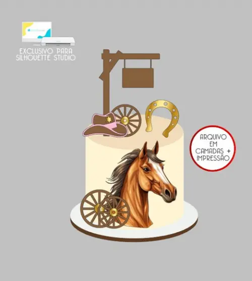 2322 - Arquivo Topo de Bolo Cavalo Fazenda