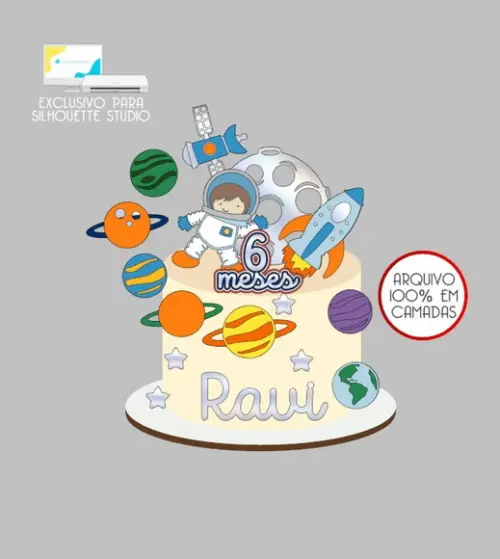 2330 - Arquivo Topo de Bolo Astronauta Menino Baby
