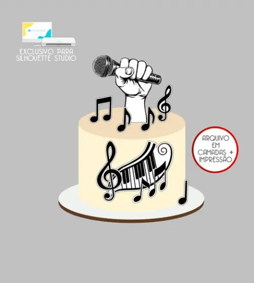 2337 - Arquivo Topo de Bolo Música Cantor Microfone