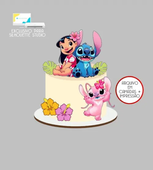 2346 - Arquivo Topo de Bolo Lilo e Stitch