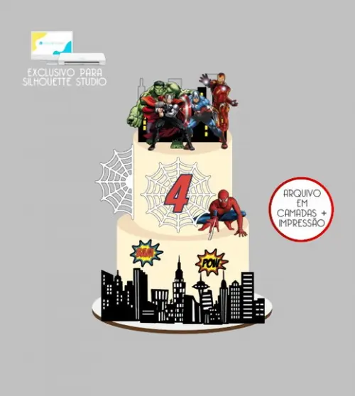 2360 - Arquivo Topo de Bolo Vingadores Super Heróis