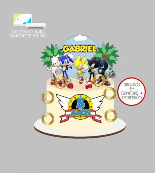 2362 - Arquivo Topo de Bolo Sonic