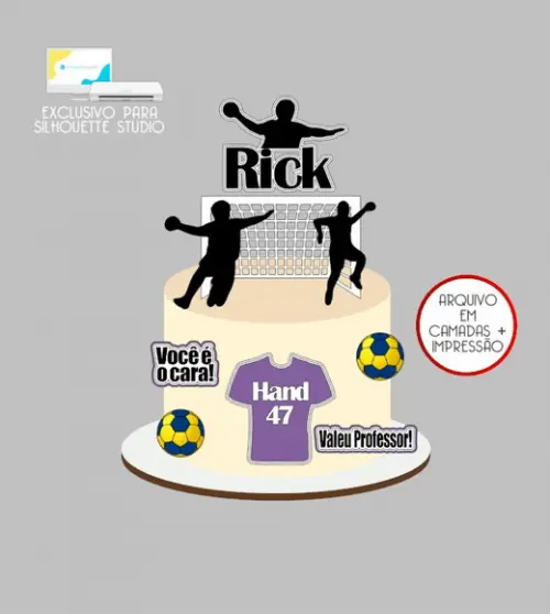 2378 - Arquivo Topo de Bolo Handebol Trave 3d