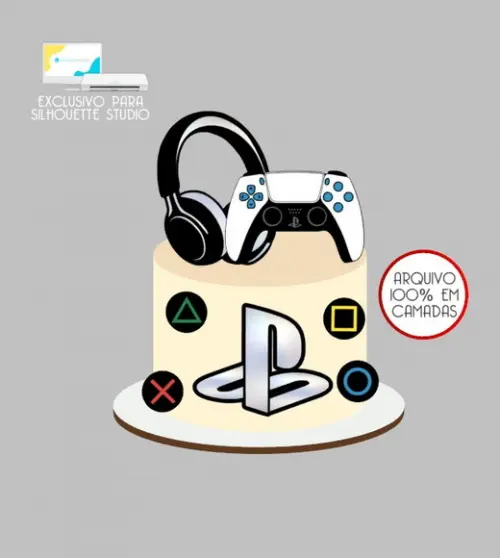 2375 - Arquivo Topo de Bolo Video Game Controle Ps5
