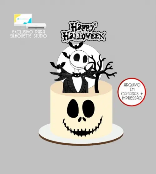 2385 - Arquivo Topo de Bolo Jack Skellington Halloween