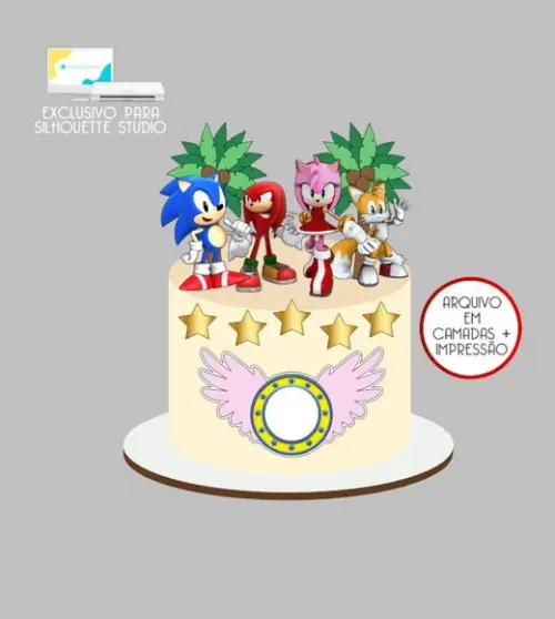 2394 - Arquivo Topo de Bolo Amy Rose Sonic