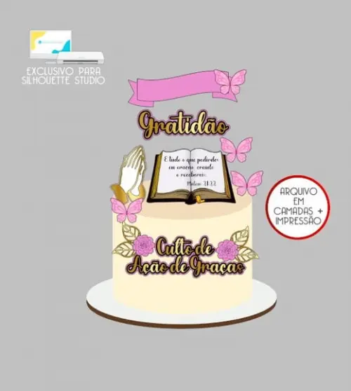 2408 - Arquivo Topo de Bolo Culto de Ação de Graças