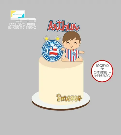 2424 - Arquivo Topo de Bolo Futebol Bahia Menino Baby