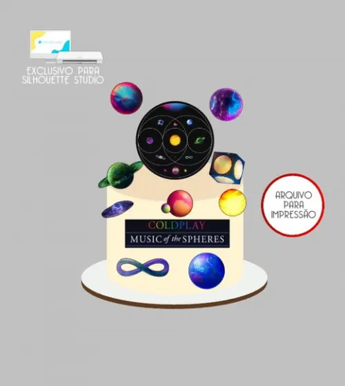 2425 - Arquivo Topo de Bolo Coldplay Music Of The Spheres