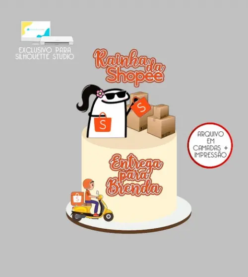 2434 - Arquivo Topo de Bolo Compras Rainha da Shopee