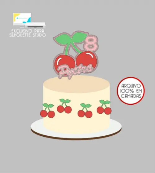 2445 - Arquivo Topo de Bolo Cereja Cerejinha