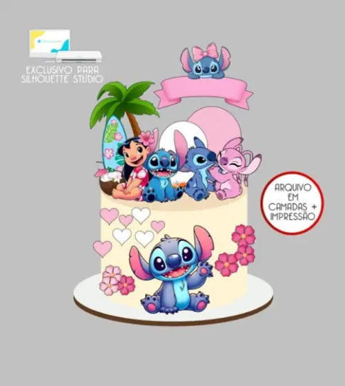 2456 - Arquivo Topo de Bolo Lilo e Stitch Angel