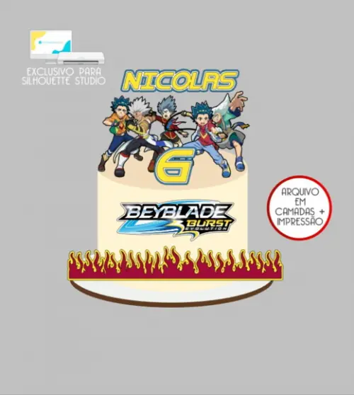 2453 - Arquivo Topo de Bolo Beyblade Burst