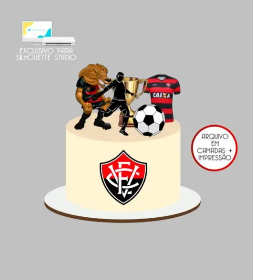 2461 - Arquivo Topo de Bolo Futebol Vitória Bola 3d