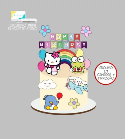 2468 - Arquivo Topo de Bolo Hello Kitty e Amigos