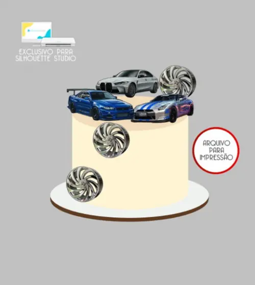 2475 - Arquivo Topo de Bolo Carros Esportivos