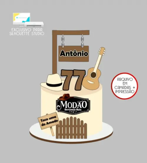 2481 - Arquivo Topo de Bolo Modão Sertanejo Raiz