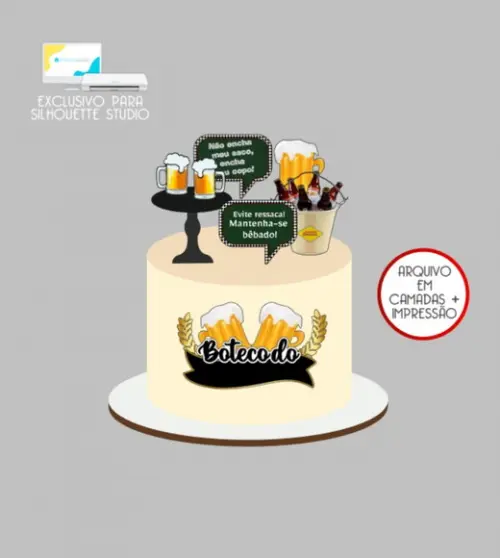 2483 - Arquivo Topo de Bolo Boteco Cerveja Chope