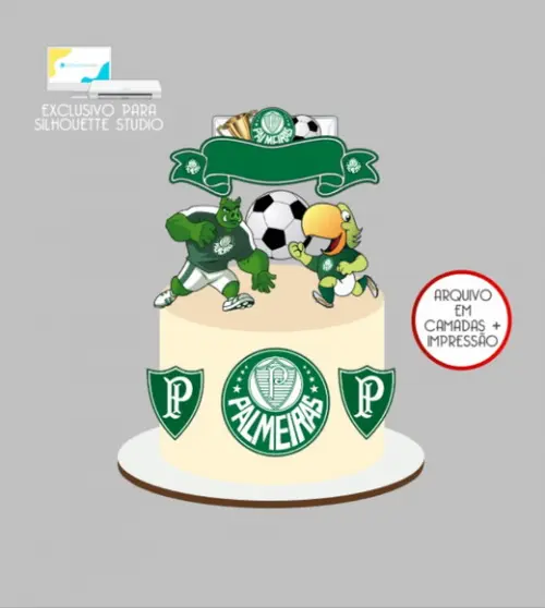 2484 - Arquivo Topo de Bolo Time Palmeiras Mascote