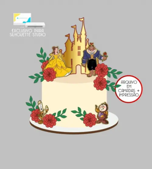 2489 - Arquivo Topo de Bolo a Bela e a Fera