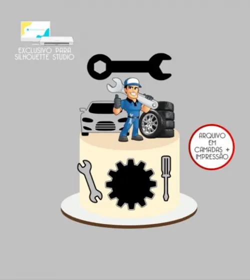 2495 - Arquivo Topo de Bolo Mecânico Carro