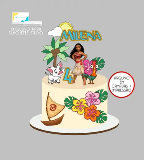 2517 - Arquivo Topo de Bolo Moana Flores