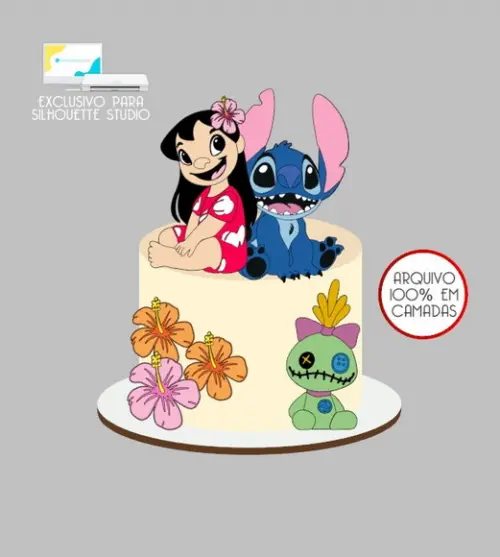 2523 - Arquivo Topo de Bolo Lilo e Stitch
