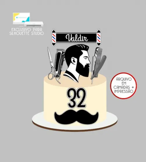 2535 - Arquivo Topo de Bolo Barbeiro Barbearia