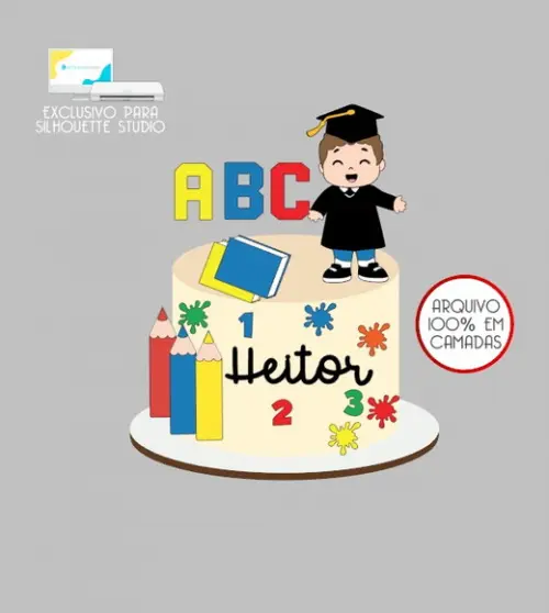 2552 - Arquivo Topo de Bolo Formatura Menino Abc