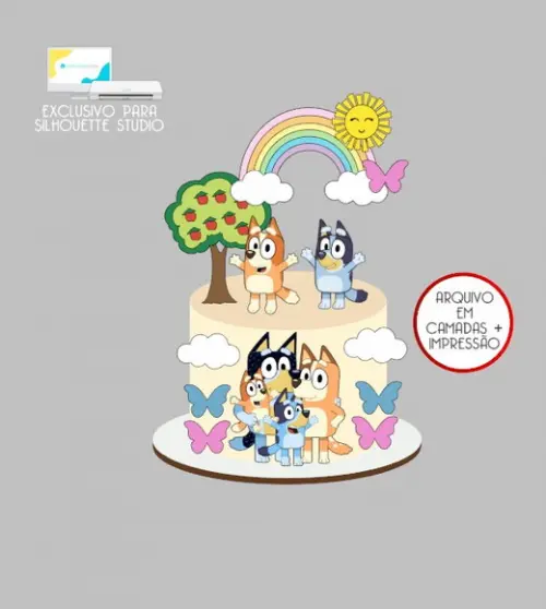 2554 - Arquivo Topo de Bolo Bluey