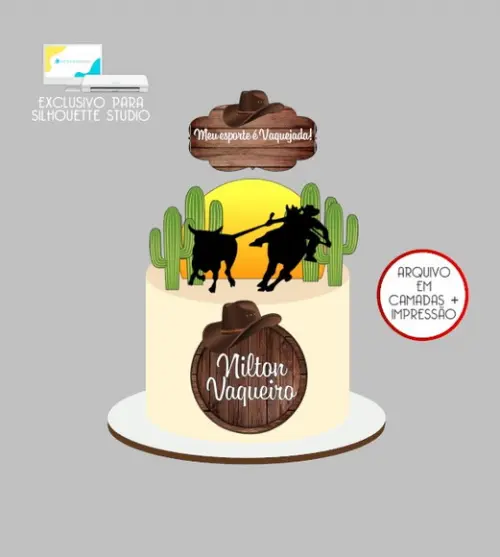 2561 - Arquivo Topo de Bolo Vaqueiro Vaquejada Fazenda