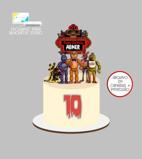 2560 - Arquivo Topo de Bolo Five Nights At Freddy's