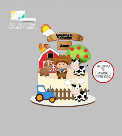 2570 - Arquivo Topo de Bolo Fazendinha Menino