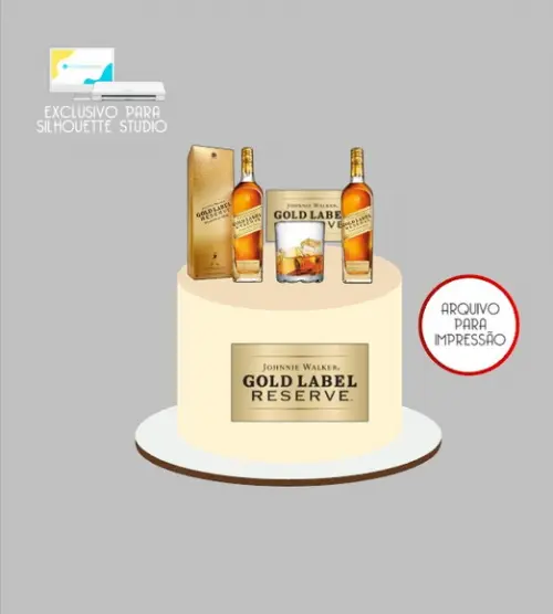 2573 - Arquivo Topo de Bolo Whisky Gold Label