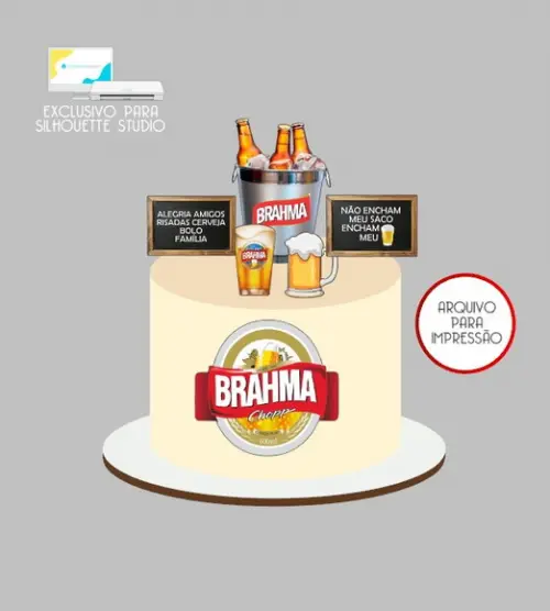 2572 - Arquivo Topo de Bolo Boteco Cerveja Brahma