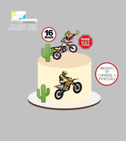 2589 - Arquivo Topo de Bolo Moto Motocross