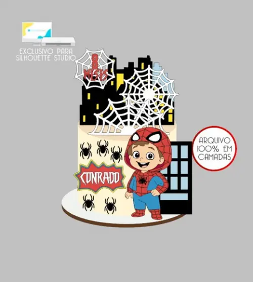 2591 - Arquivo Topo de Bolo Homem Aranha Menino Baby