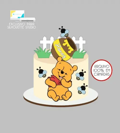 2594 - Arquivo Topo de Bolo Ursinho Pooh