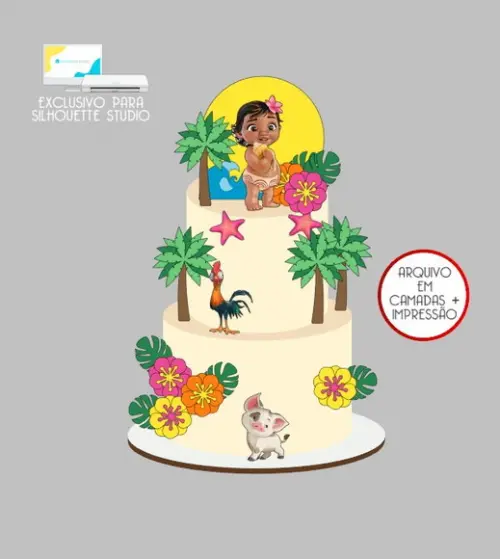 2611 - Arquivo Topo de Bolo Moana Baby