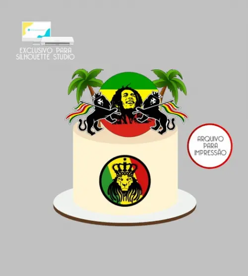 2623 - Arquivo Topo de Bolo Reggae Bob Marley